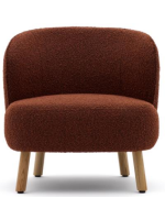 ALBA fauteuil en tissu shearling choix de couleur et pieds en bois de hêtre massif naturel