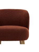 ALBA fauteuil en tissu shearling choix de couleur et pieds en bois de hêtre massif naturel