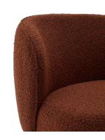ALBA armchair in shearling fabric choice of color and feet in solid natural beech wood
