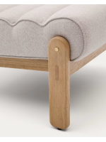 GENGA Sillón de madera maciza de roble acabado natural y tejido de borreguito ecológico blanco.