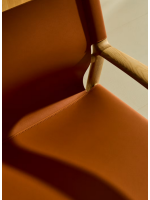 CALISTA armchair in solid natural ash wood and light brown natural leather