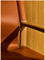 CALISTA armchair in solid natural ash wood and light brown natural leather