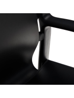 RAMONA fauteuil en bois de frêne massif avec finition noire et naturel cuir noir