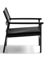 RAMONA fauteuil en bois de frêne massif avec finition noire et naturel cuir noir