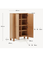 SKELLIG Buffet haut 100x134h cm en placage de frêne finition naturelle