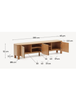 SKELLIG TV stand 200x52h cm in ash veneer natural finish