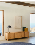 SKELLIG Mueble de TV 200x52h cm en chapa de fresno acabado natural