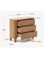 SKELLIG chest of drawers 120x80h cm in ash veneer natural finish