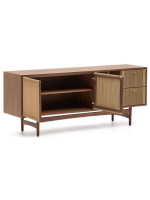 BOLO Aparador de 180x73h cm chapado en nogal y cuerda y patas en madera maciza de nogal