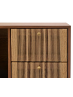 BOLO 180x73h cm sideboard in walnut veneer and rope and feet in solid walnut wood