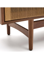 BOLO Aparador de 180x73h cm chapado en nogal y cuerda y patas en madera maciza de nogal