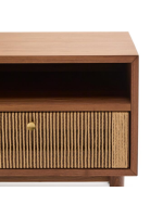 BOLO table de nuit en placage de noyer et corde et pieds en bois de noyer massif