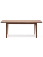 BOLO extendable table from 200x100 cm reaches 260x100 cm with walnut veneer top and solid walnut wood legs