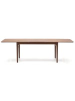 BOLO tavolo allungabile da 200x100 cm arriva a 260x100 cm con piano in impiallacciatura noce e gambe in legno massello di noce