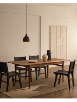 BOLO table extensible de 200x100 cm jusqu'à 260x100 cm avec plateau en placage de noyer et pieds en bois de noyer massif