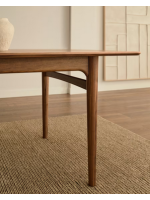 BOLO extendable table from 200x100 cm reaches 260x100 cm with walnut veneer top and solid walnut wood legs