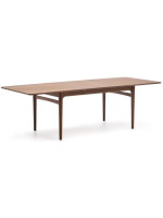 BOLO Mesa extensible de 200x100 cm hasta 260x100 cm con tablero chapado en nogal y patas de madera maciza de nogal