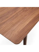 BOLO table extensible de 200x100 cm jusqu'à 260x100 cm avec plateau en placage de noyer et pieds en bois de noyer massif