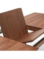 BOLO tavolo allungabile da 200x100 cm arriva a 260x100 cm con piano in impiallacciatura noce e gambe in legno massello di noce