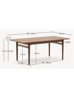 BOLO tavolo allungabile da 200x100 cm arriva a 260x100 cm con piano in impiallacciatura noce e gambe in legno massello di noce