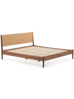 BOLO Doppelbett in Nussbaum und Seilfurnier und Füßen aus massivem Nussbaumholz