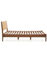 BOLO Cama doble en chapa de nogal y cuerda y patas de madera maciza de nogal