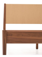 BOLO Doppelbett in Nussbaum und Seilfurnier und Füßen aus massivem Nussbaumholz
