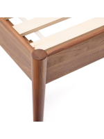 BOLO Cama doble en chapa de nogal y cuerda y patas de madera maciza de nogal