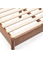 BOLO Cama doble en chapa de nogal y cuerda y patas de madera maciza de nogal