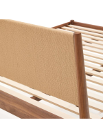 BOLO Lit double en placage de noyer et corde et pieds en bois de noyer massif