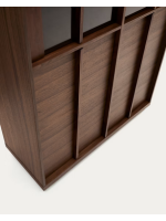 ASTANA vetrina 100x170h cm in legno massello di noce e impiallacciatura di noce e vetro temperato scuro