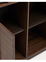 ASTANA Vitrine 100x170h cm en bois de noyer massif et placage de noyer et verre trempé foncé
