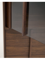 ASTANA vetrina 100x170h cm in legno massello di noce e impiallacciatura di noce e vetro temperato scuro