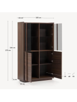ASTANA vetrina 100x170h cm in legno massello di noce e impiallacciatura di noce e vetro temperato scuro