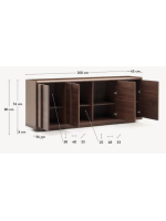 ASTANA buffet 200x80h cm en bois de noyer massif et placage de noyer