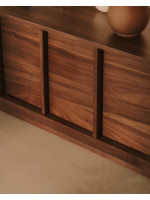 ASTANA 200x45h cm TV stand in solid walnut wood and walnut veneer