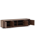 ASTANA 200x45h cm TV stand in solid walnut wood and walnut veneer