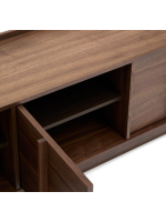 ASTANA meuble TV 200x45h cm en madera maciza de nogal y chapa de nogal