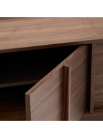 ASTANA 200x45h cm TV stand in solid walnut wood and walnut veneer