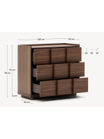 ASTANA comò 100x78h cm in legno massello di noce e impiallacciatura di noce