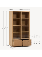 GERUSAL 100x174h cm Vitrine mit Schiebetüren aus gehärtetem Glas und Eichenfurnier