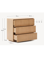 GERUSAL comò 90x80h cm con cassetti in impiallacciatura in rovere