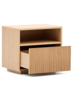 GERUSAL night table with drawer and compartment in oak veneer