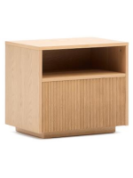 GERUSAL table de nuit con cajón y compartimento en chapa de roble