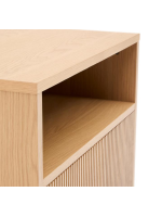 GERUSAL table de nuit con cajón y compartimento en chapa de roble