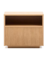 GERUSAL table de nuit con cajón y compartimento en chapa de roble