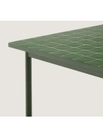 EMEN fixed table 223x101 in green galvanized steel and tile top design for outdoor and indoor