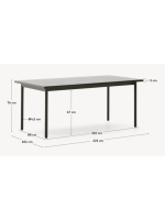 EMEN fixed table 223x101 in green galvanized steel and tile top design for outdoor and indoor