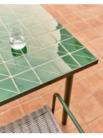 EMEN fester Tisch 223x101 aus grün verzinktem Stahl und Fliesenplatte für den Außen und Innenbereich