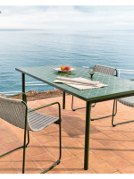 EMEN tavolo fisso 223x101 in acciaio zincato verde e piano di piastrelle design per esterno e interno